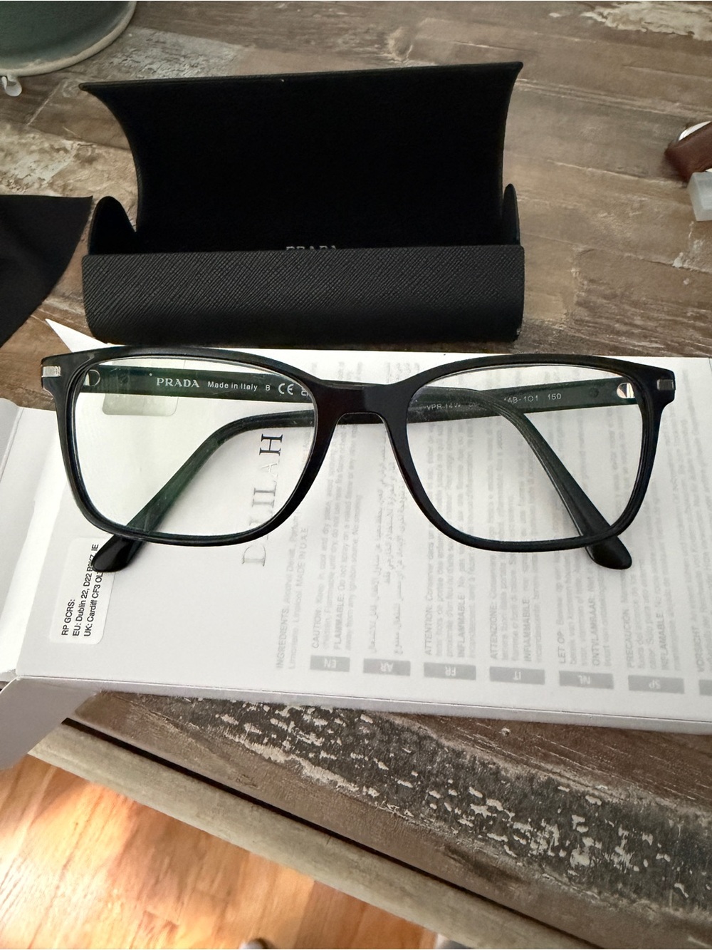 Prada Black Full-Rim Rectangular Glasses